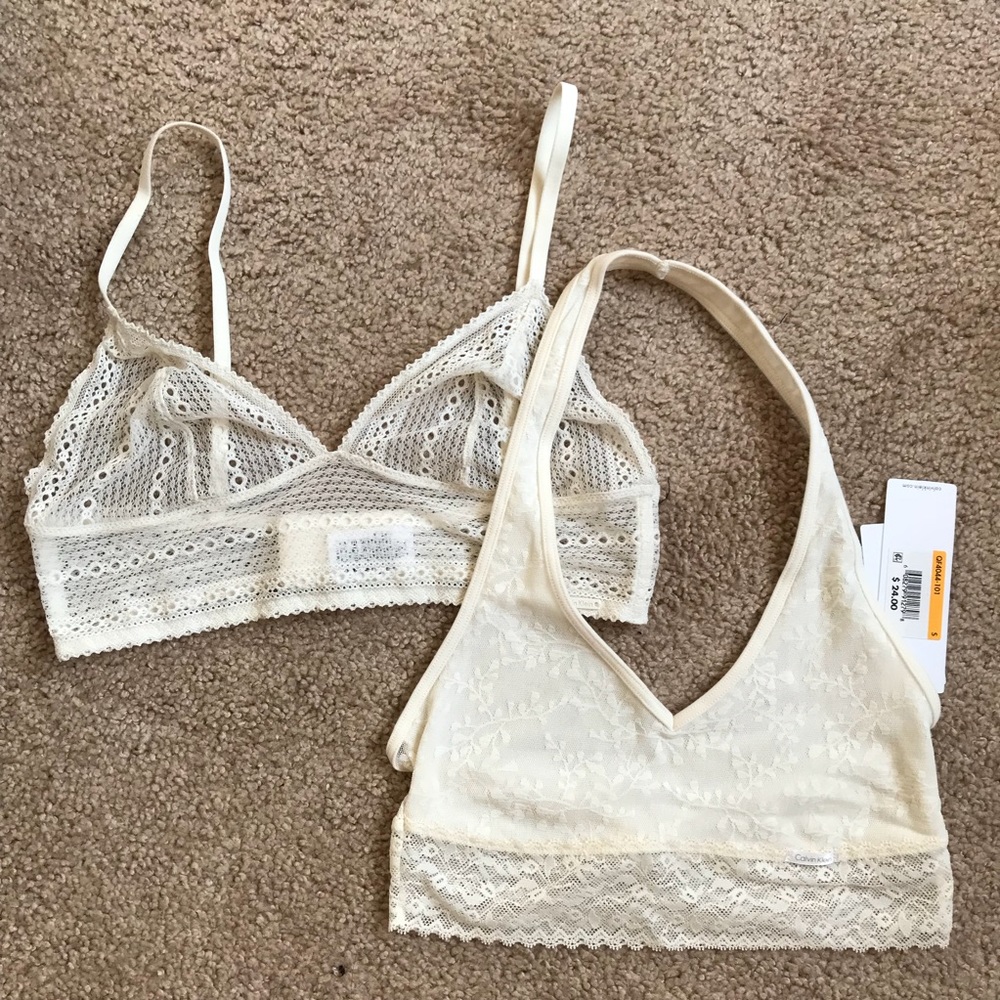 Calvin klein white lace bralette bundle
